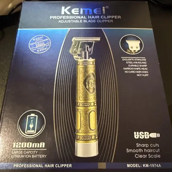 NIB NEW Kemei Buddha Cordless Hair Clippers Trimmer Shaver Clipper Cutting Beard - Picture 8 of 9